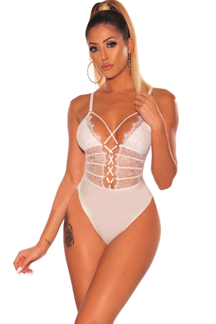 Кружевное боди белое