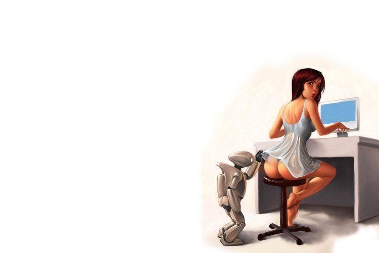 3d девушка за компьютером