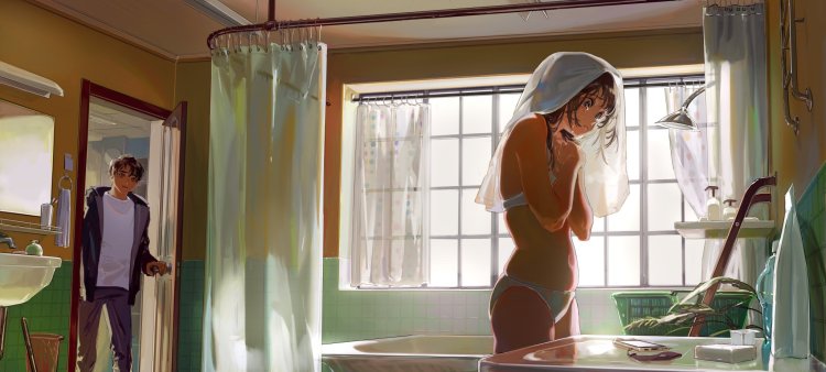 Переодевается в комнате