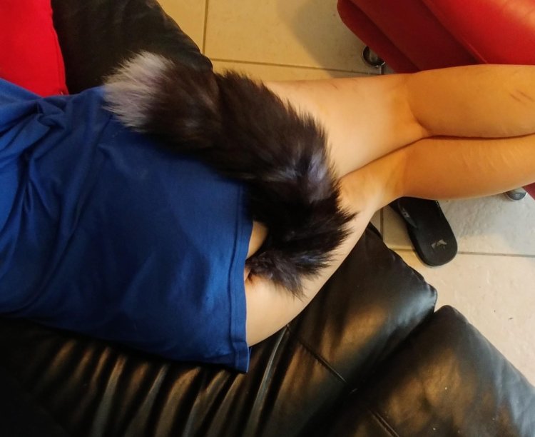 Девушка с анальной пробкой хвост