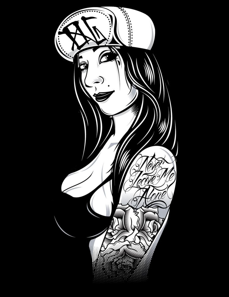 Рисованные девушки с татуировками