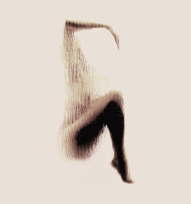 Женский силуэт за матовым стеклом