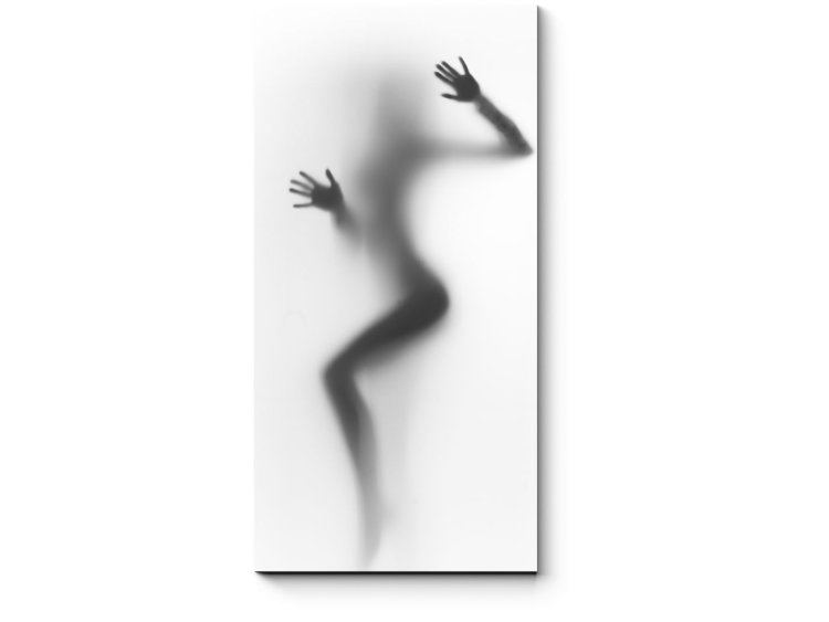 Женский силуэт за матовым стеклом