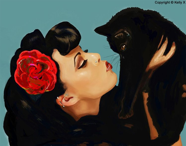 Ведьма с кошкой