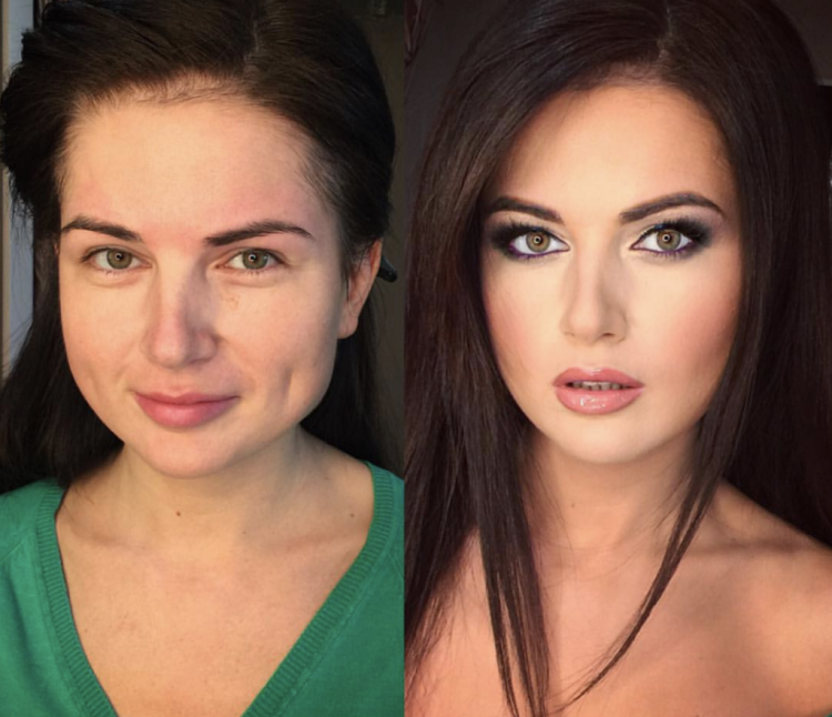 Свадебный макияж до и после