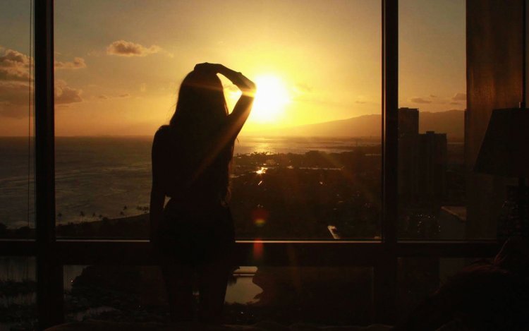 Закат девушка