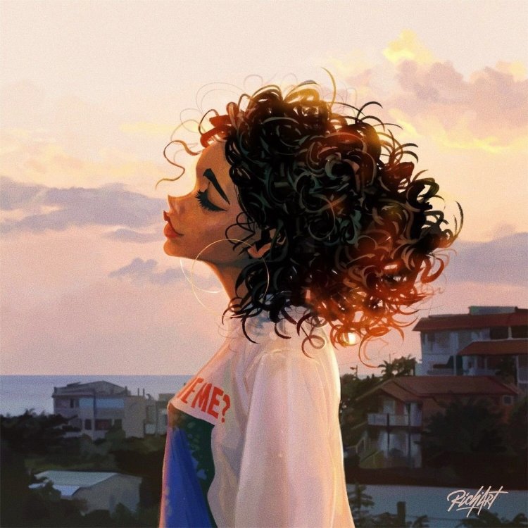 Девушки с кудрявыми волосами без лица