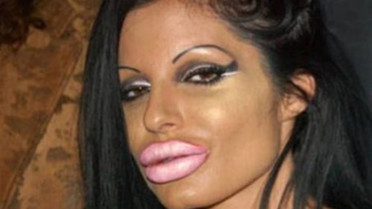 Перекаченные губы и брови