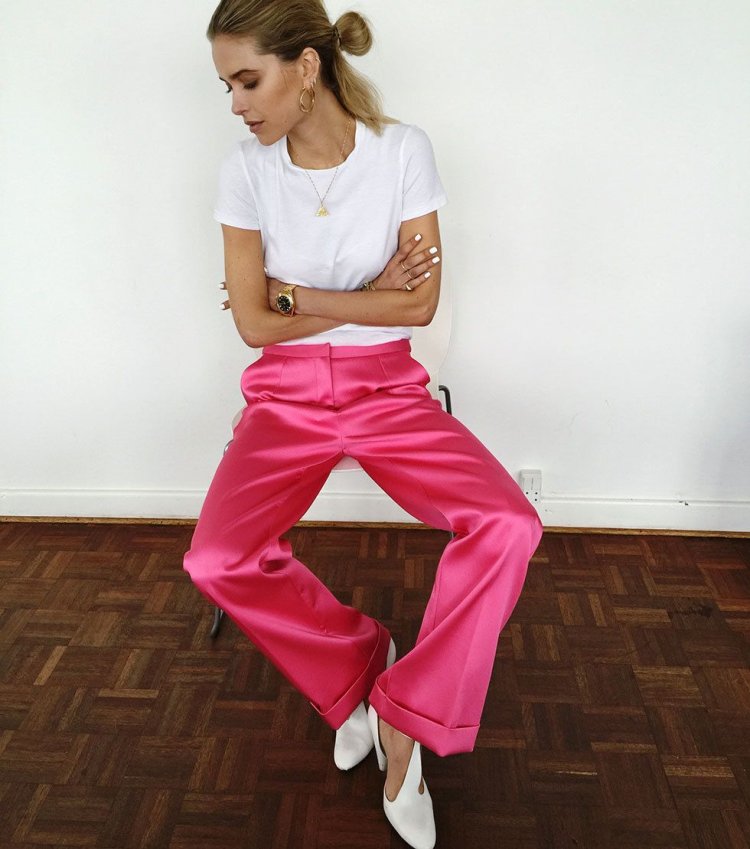 Штаны шелковые розовые
