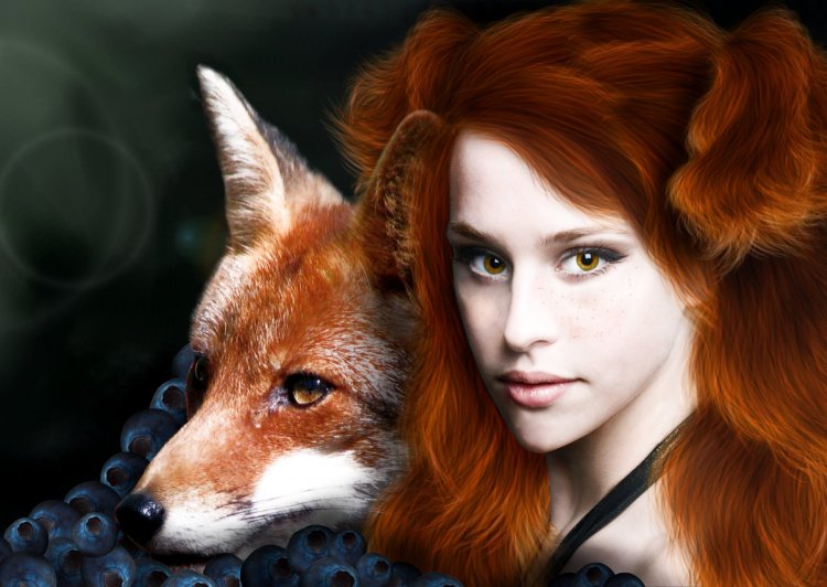 Красивая девушка лиса