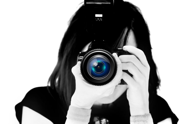 Девушка фотограф вектор