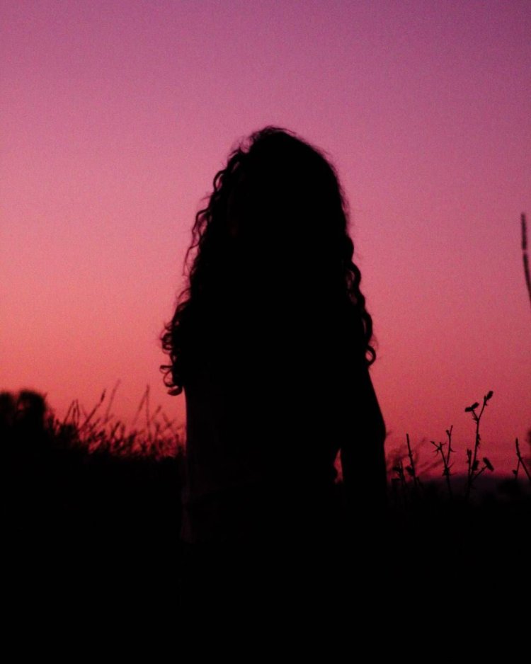 Силуэт кудрявой девушки