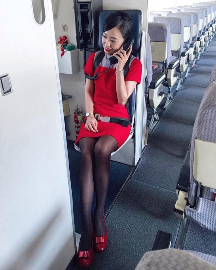 Стюардессы в мини и колготках