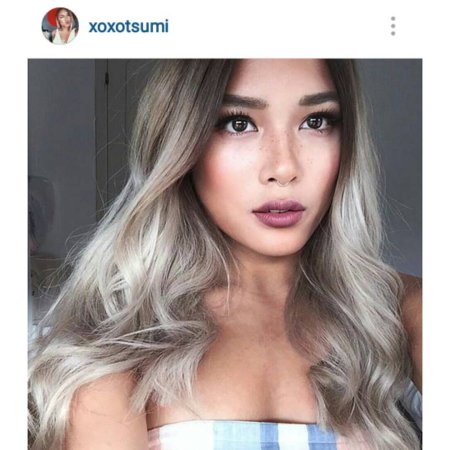 Холодные оттенки блонда азиатки