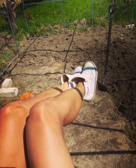 Загорает на даче