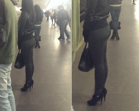 Девочки в леггинсах в метро