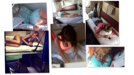 Красивые попутчицы в поезде
