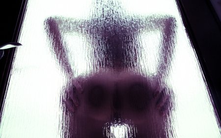 Тень девушки через стекло