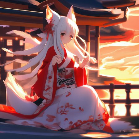 Девушка белая лиса