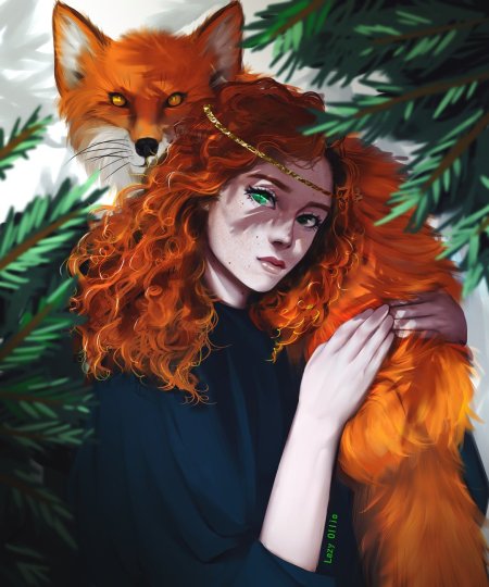 Кицунэ лиса ведьма арт