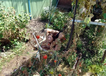Загораю на грядках