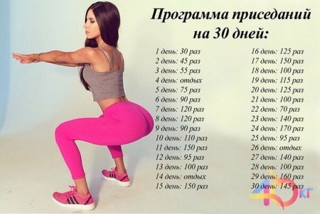 Приседания 30 дней таблица для девушек для похудения