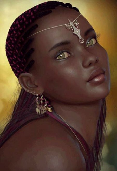 Негритянка с зелеными глазами