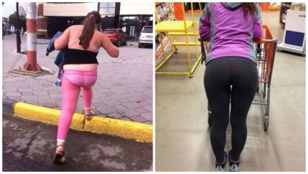 Толстая женщина в леггинсах