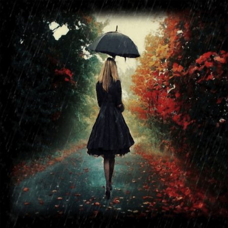 Девушка с зонтом осень