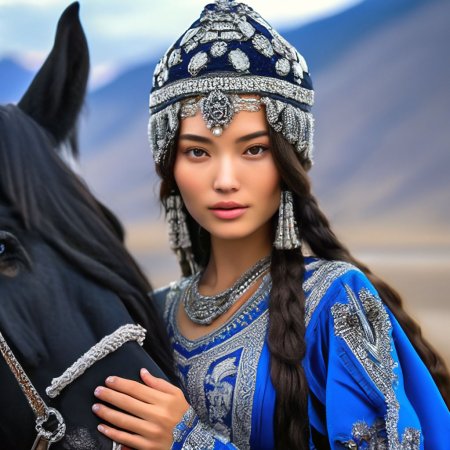 Казахские девушки в национальной одежде