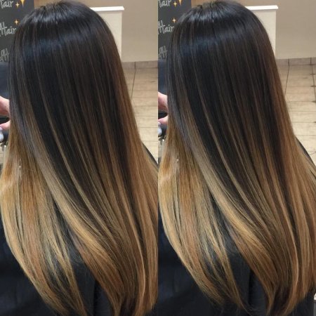 Балаяж растяжка на темные волосы