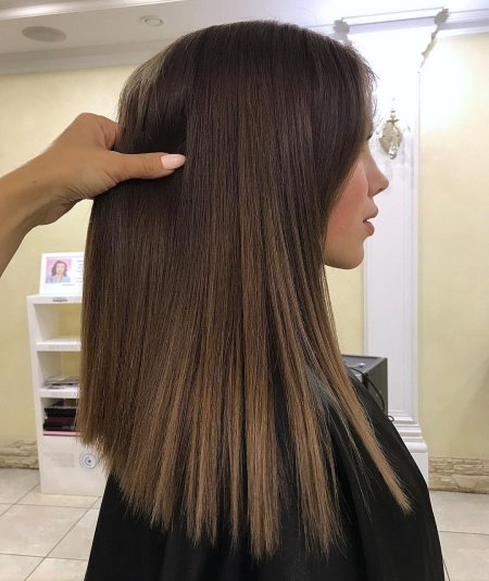 Окрашивание на длинные прямые волосы