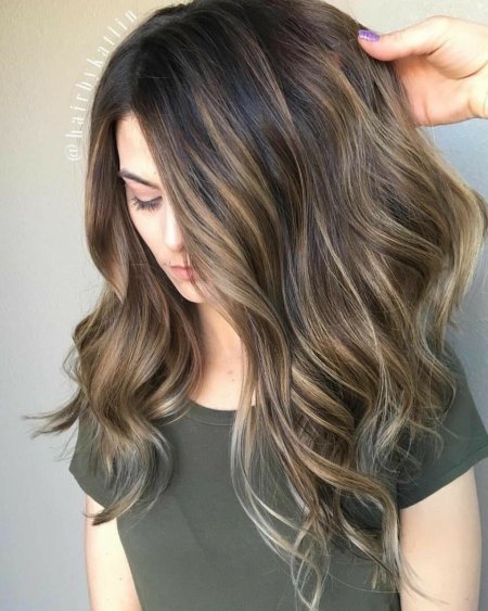 Сложное окрашивание на темные волосы длинные