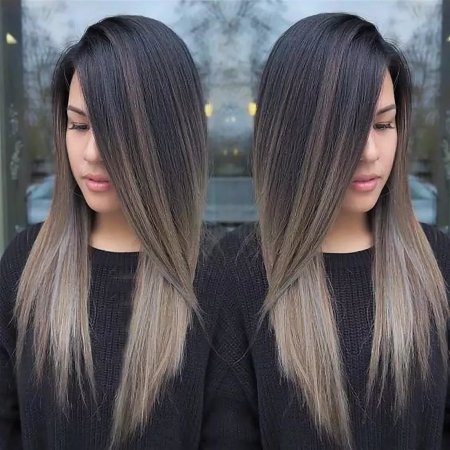 Шатуш окрашивание на темные прямые волосы