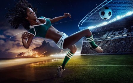 Девушка с футбольным мячом