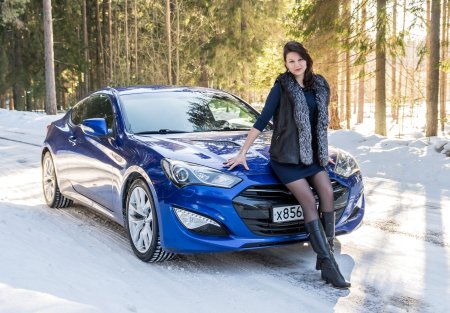 Хендай Генезис купе зимой