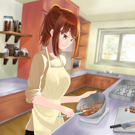 Две аниме девушки на кухне