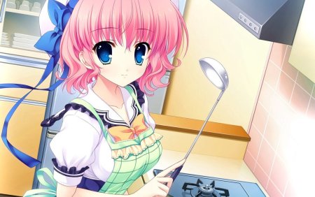 Аниме девушка в фартуке