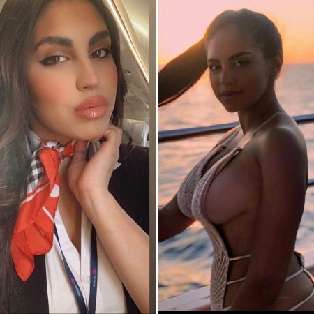 Одетая и раздетая стюардесса