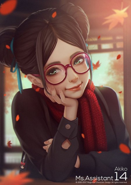 Девочка в очках арт