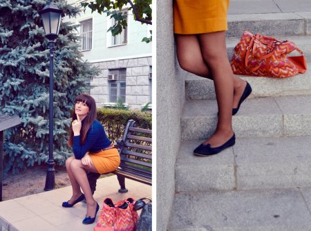 Девушка в балетках и юбке