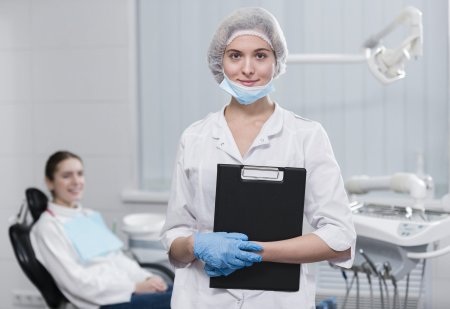 Красивая девушка стоматолог