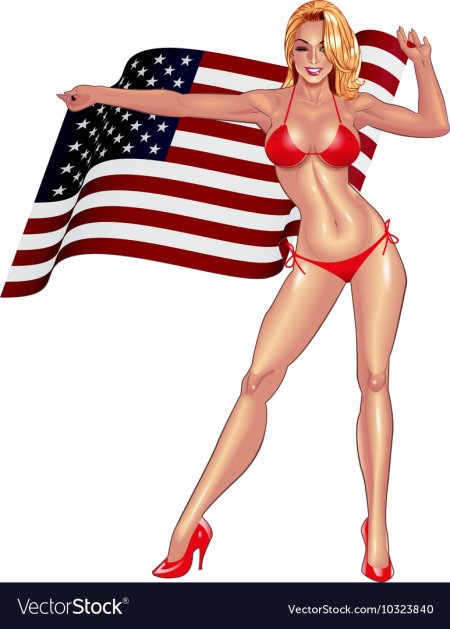 Голая телка на фоне американского флага