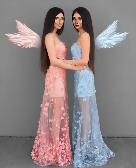Gulcan Sahinur Twins в платьях