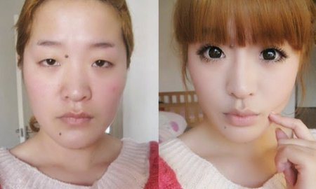 Корейский макияж до и после
