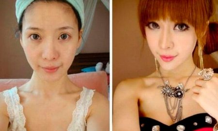 Японки до и после макияжа