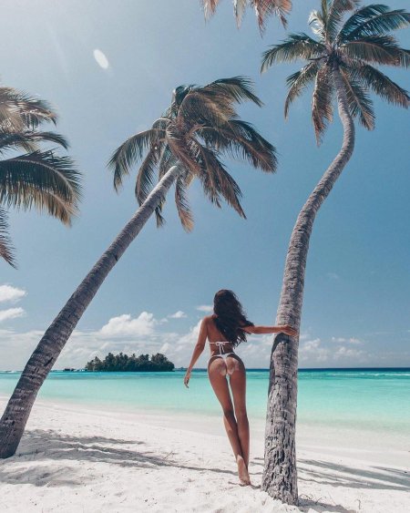 Девушка возле пальмы