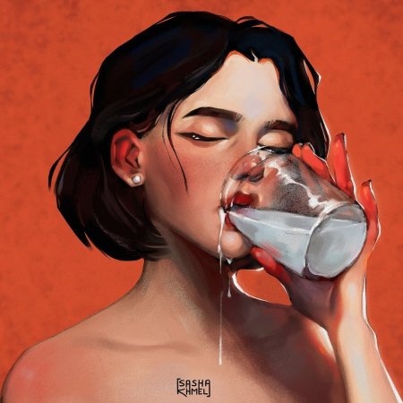 Девушка и молоко арт