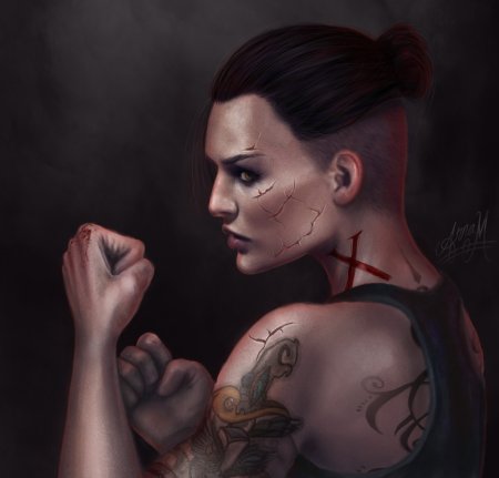 Девушка с выбритым виском арт