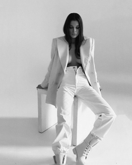 Белый брючный костюм Mango